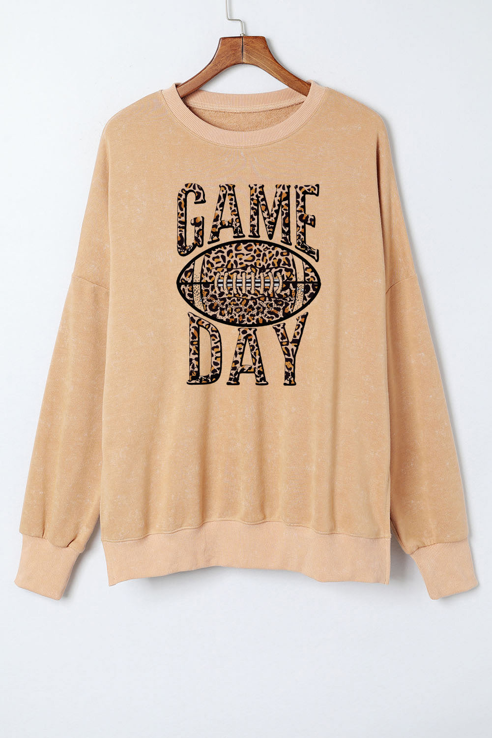 Loose Leopard Rugby Football Game Day Graphic Sweatshirt | Khaki