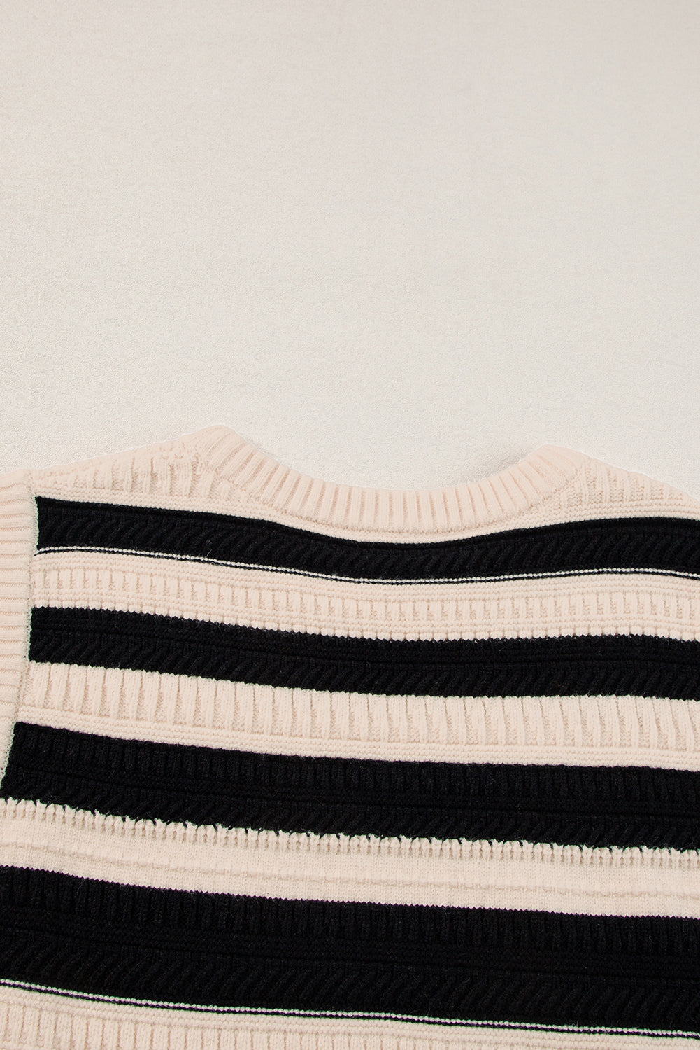 Ribbed Trim Knitted Sweater Vest | Black Stripe