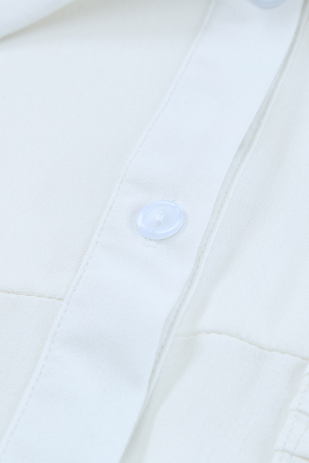 Solid Pocket Long Sleeve Button-Up Shirt | White