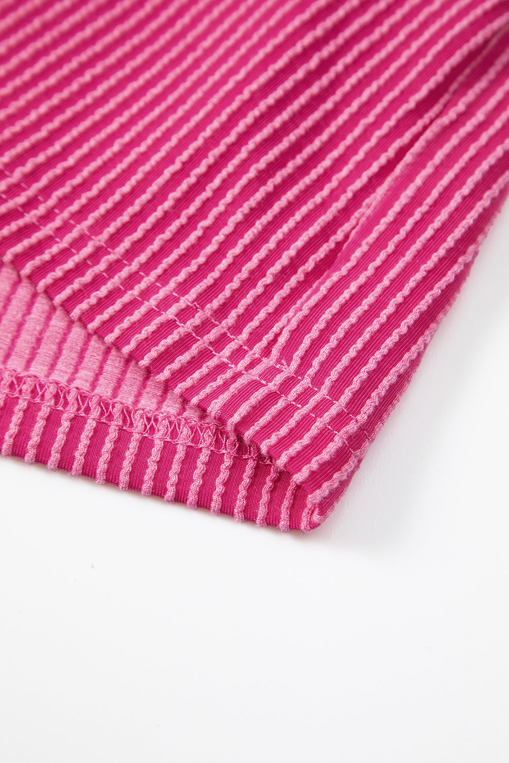 Corded Knit Pocketed Loose Fit T Shirt | Pink