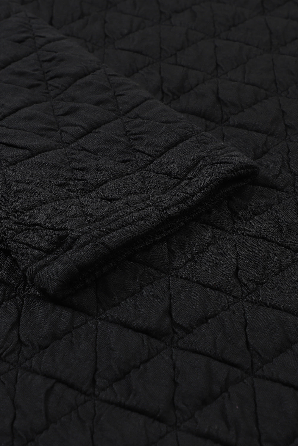 Solid Quilted Pullover And Pants Outfit | Black