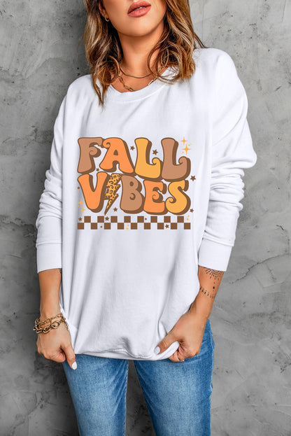 Fall Vibes Graphic Drop Shoulder Sweatshirt | Beige