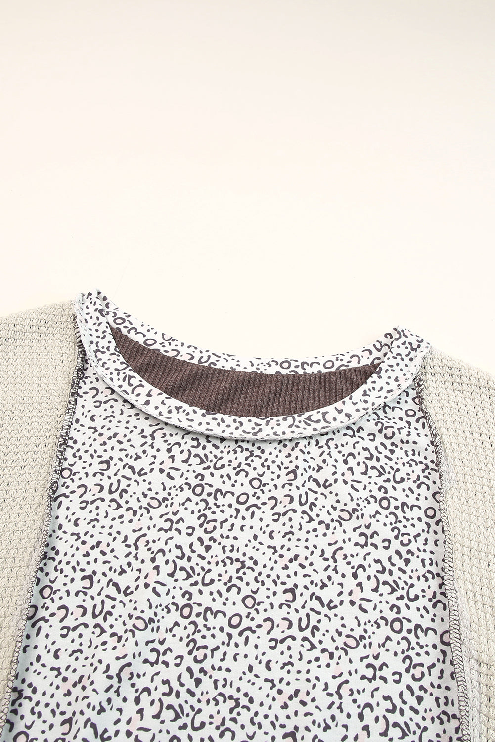 Colourblock Textured Knit Patchwork Top | Leopard