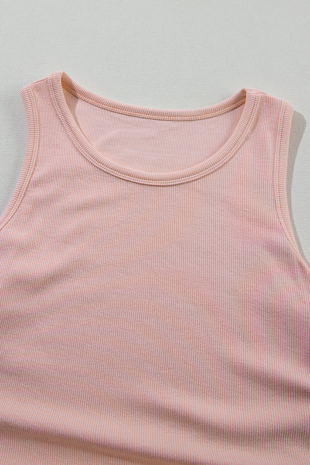 Plain Ruched Side Slim Tank Top | Apricot Pink