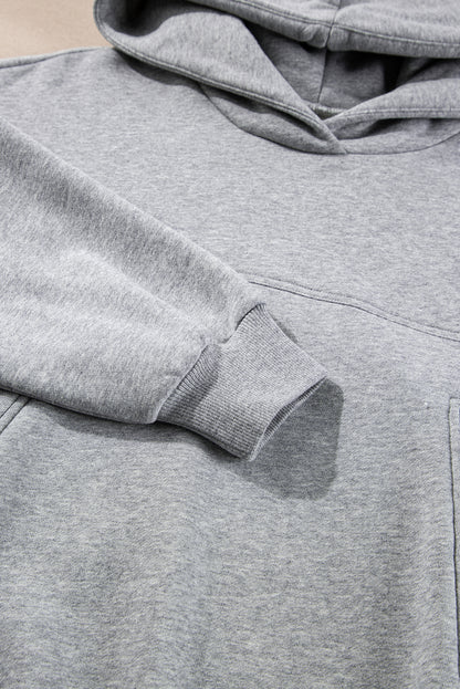 Solid Exposed Seams Hoodie And Joggers Activewear Set | Gray