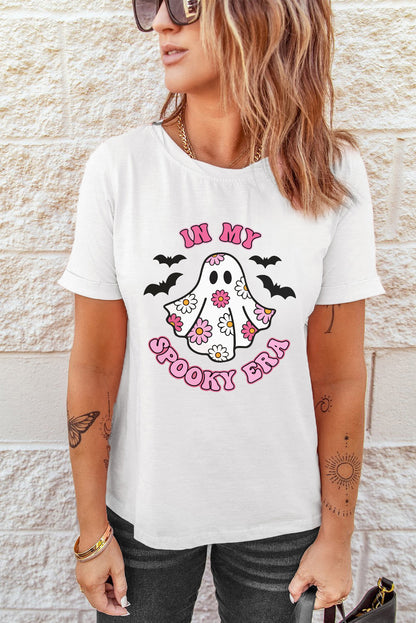 In My Spooky Era Halloween Ghost Graphic Tee | White