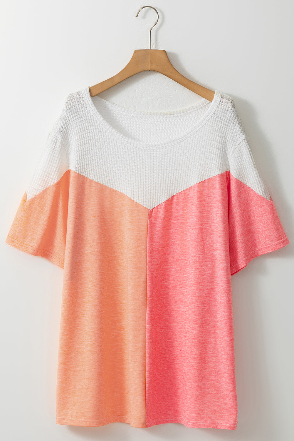 Plus Size Colourblock Waffle Knit Tee | White