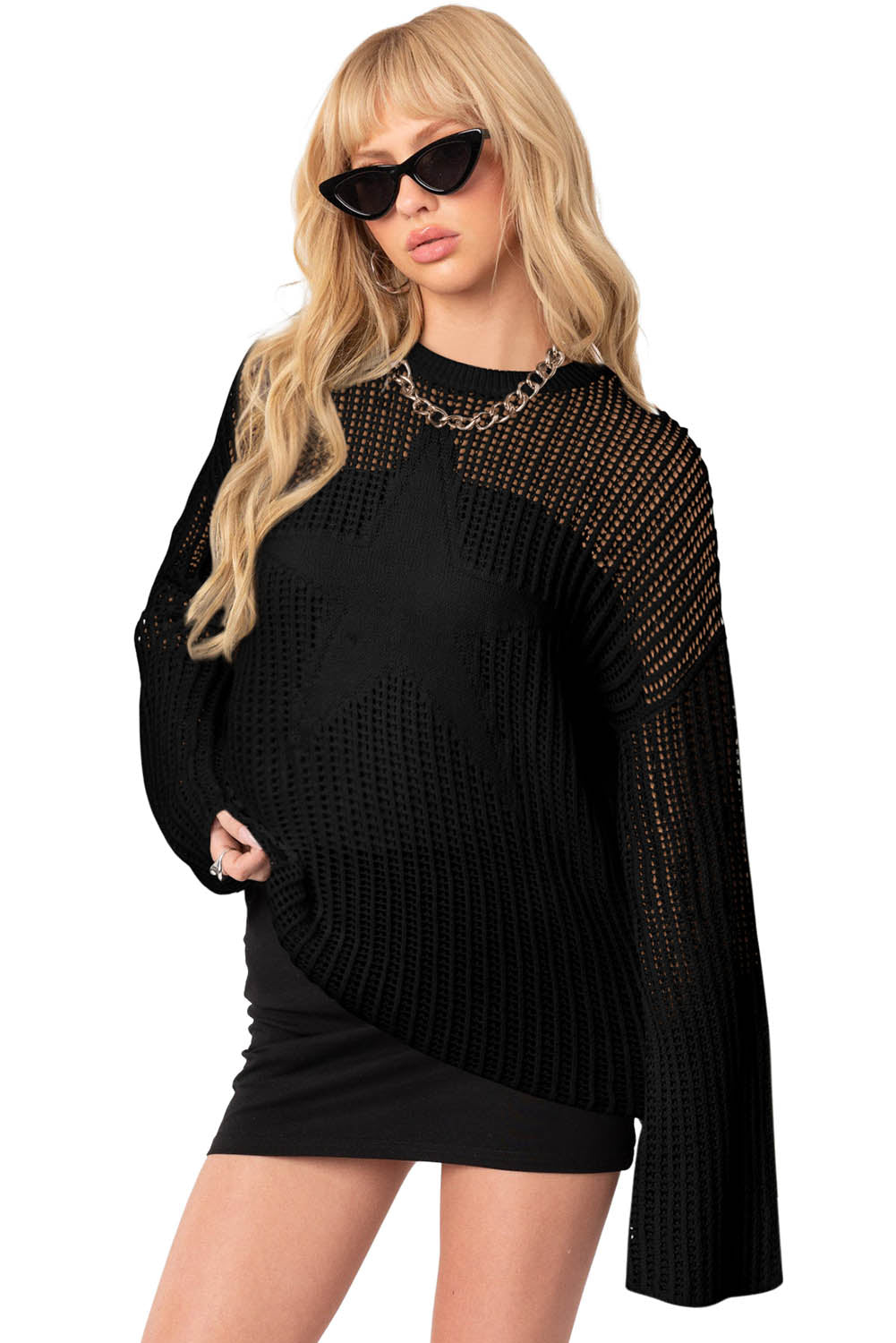 Seeing Stars Oversized Sweater | Black