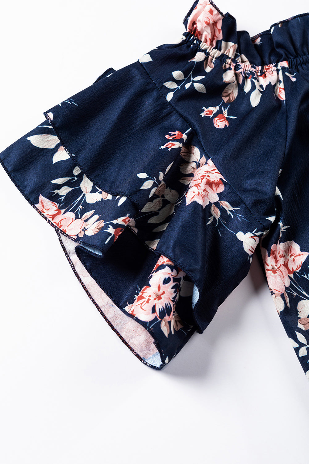 Ruffle Off Shoulder Flounce Sleeve Floral Blouse | Blue