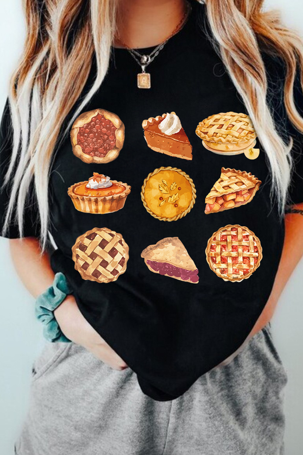 Thanksgiving Pumpkin Pies Dessert Graphic Tee | Black