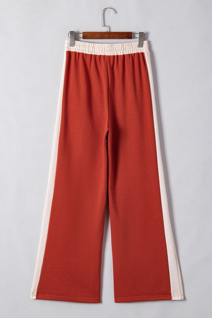 Colour Block Drawstring High Waist Wide Leg Pants | Flamingo