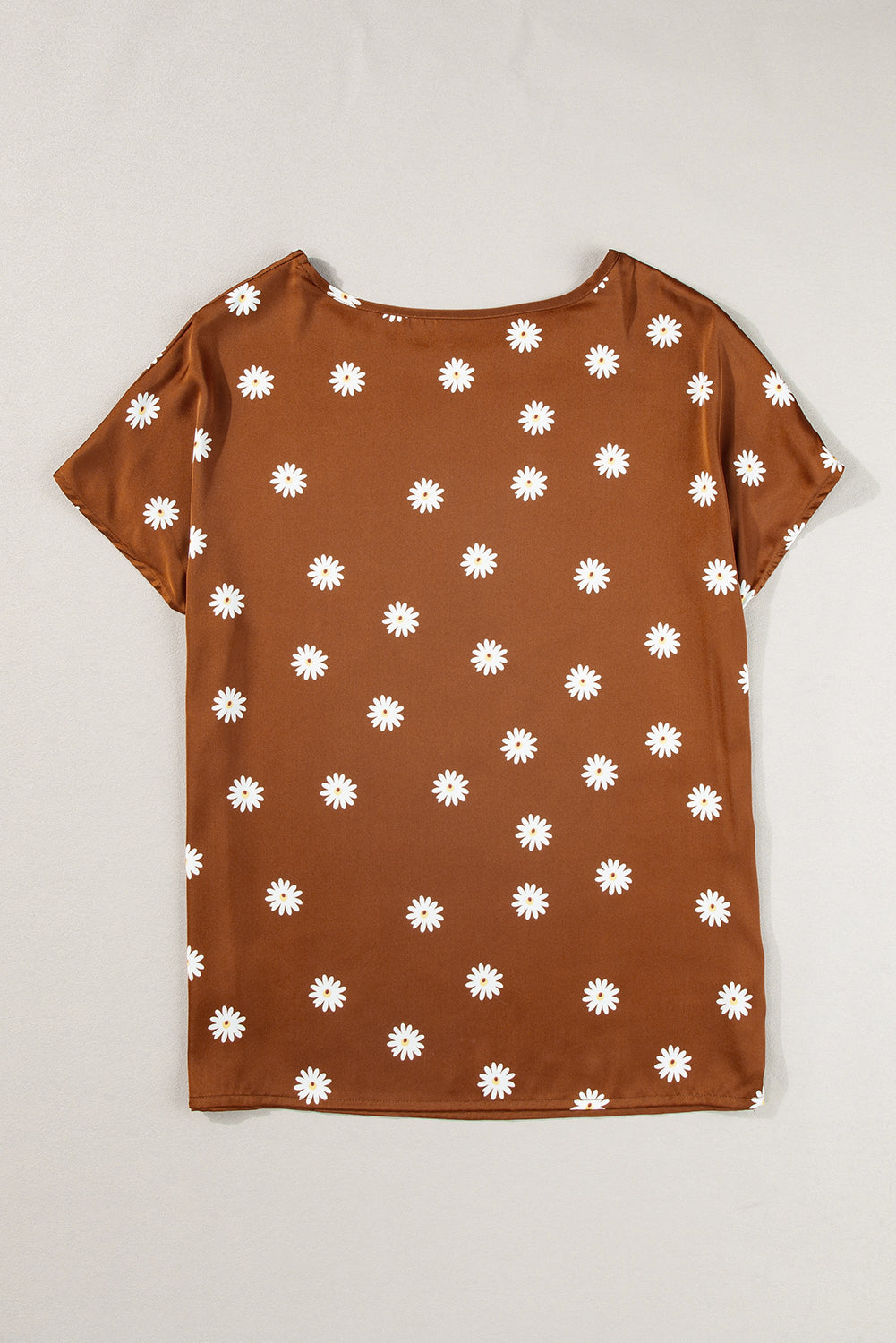 Daisy Print Short Sleeve Top | Chestnut