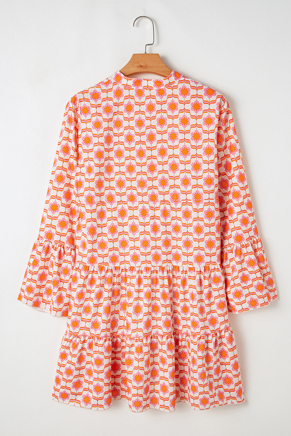 Floral Print Flounce Sleeve Buttoned Front Mini Dress | Orange