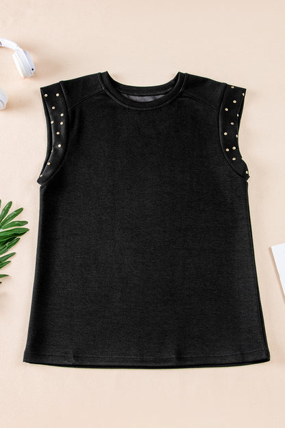 Studded Short Sleeve Top | Black