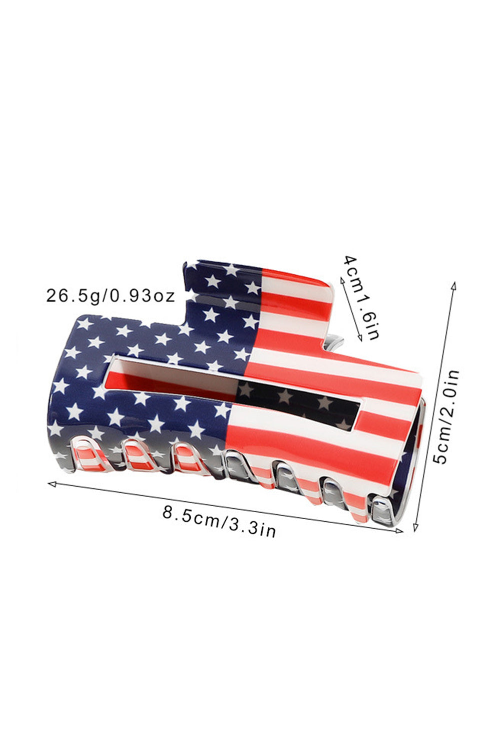 American Flag Print Square Claw Clip | Dark Blue