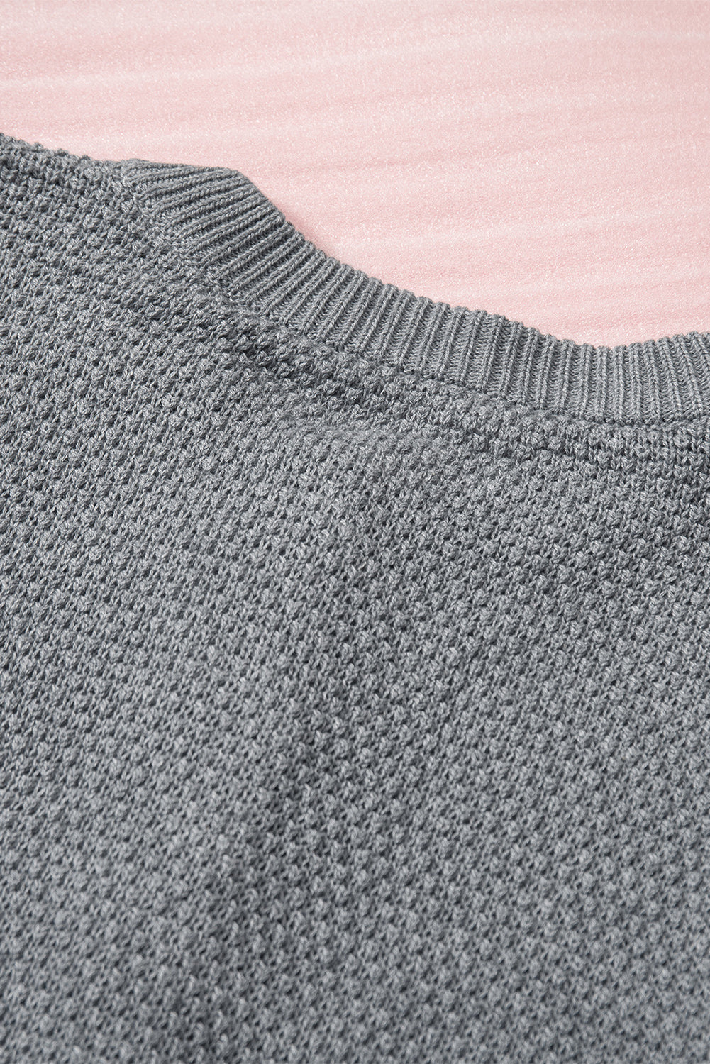 Henley Pullover Drop Shoulder Sweater With Slits | Gray