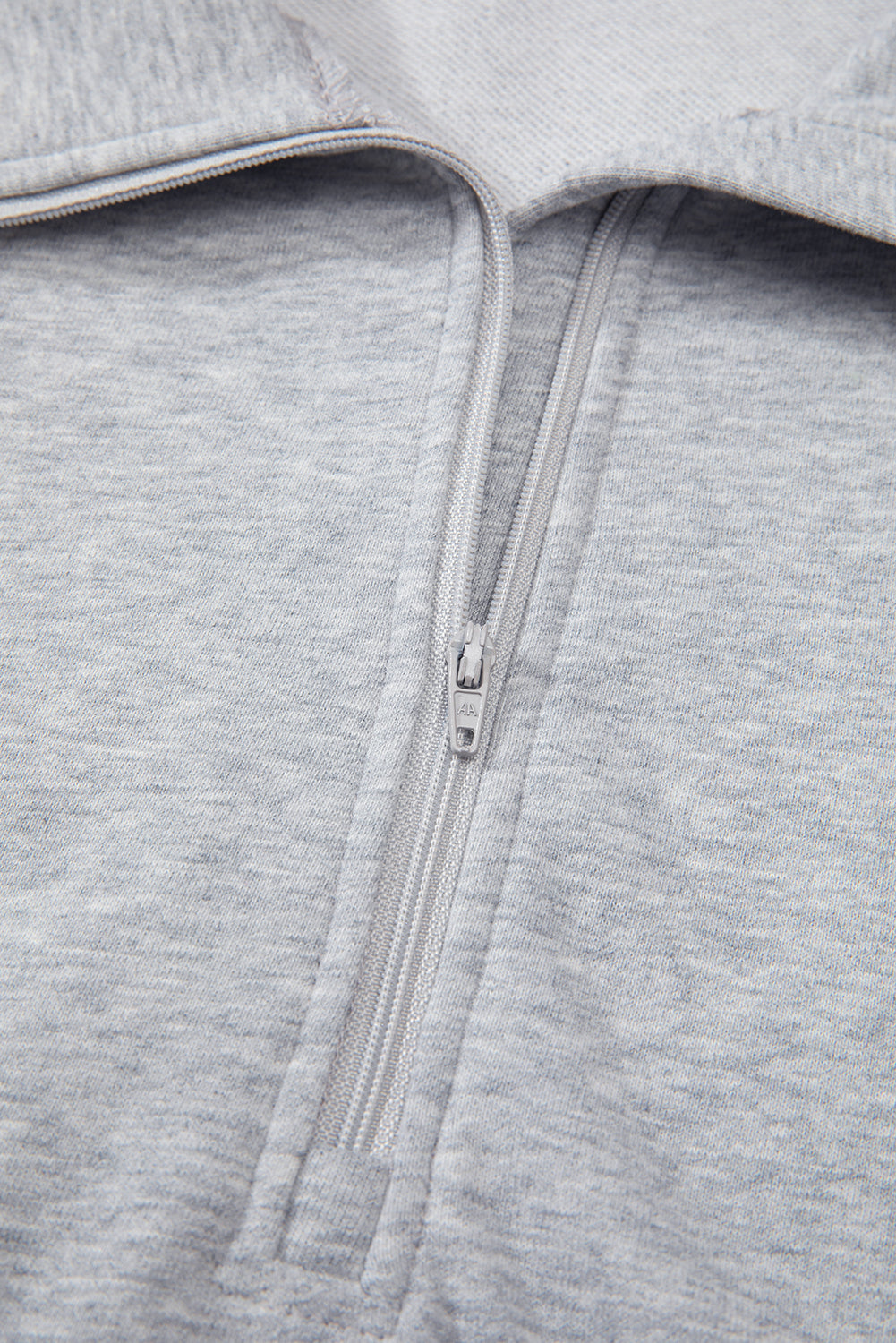 Quarter Zip Stand Neck Kangaroo Pocket Sweatshirt | Light Grey