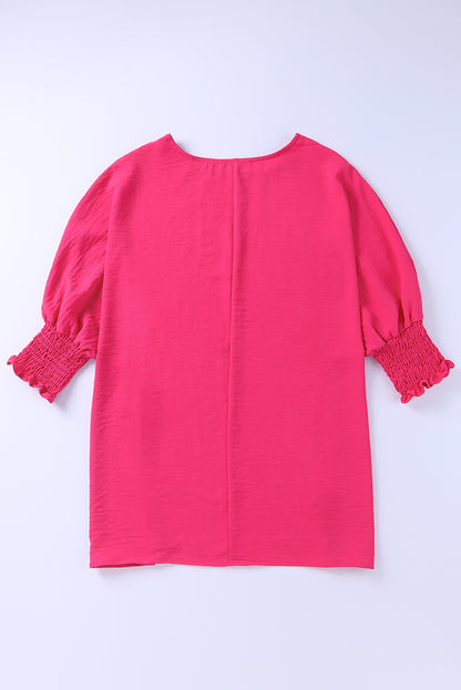 Smocked Wrist Shift Top | Rose