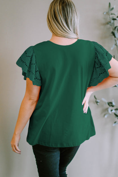 Plus Size Flutter Sleeve Top | Green