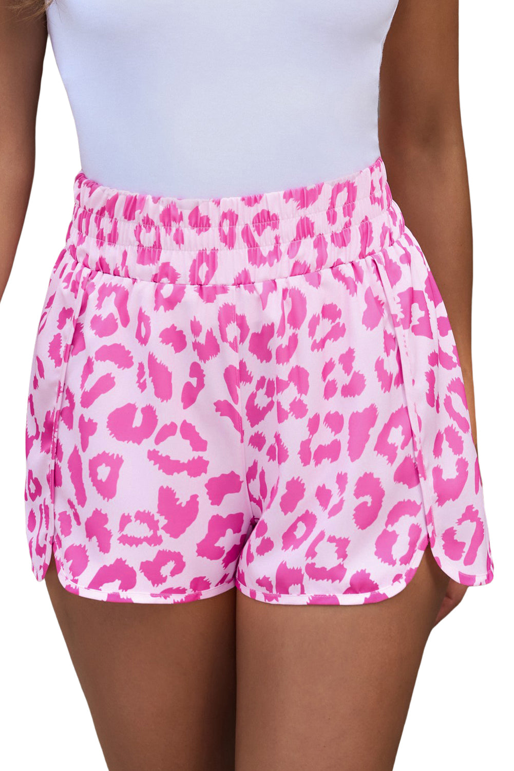 Leopard High Waisted Athletic Shorts | Pink