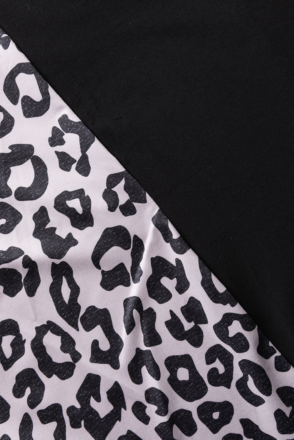 Half Leopard Patchwork Plus Size T-Shirt | Black