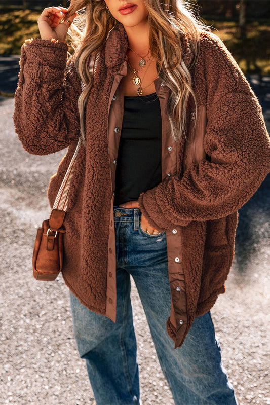 Red Clay Faux Shearling Teddy Bear Jacket