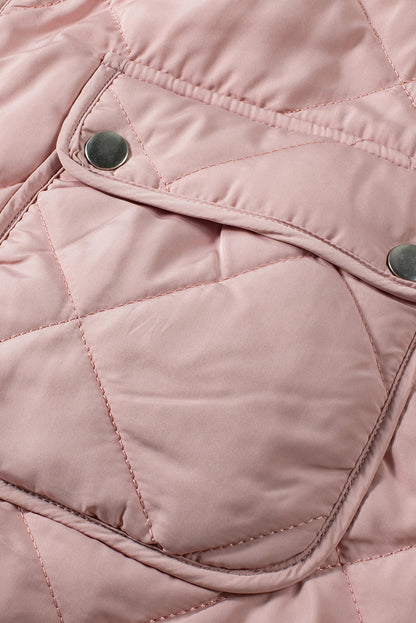 Pink Fleece Lined Quilted Vest Coats | Smoke Gray