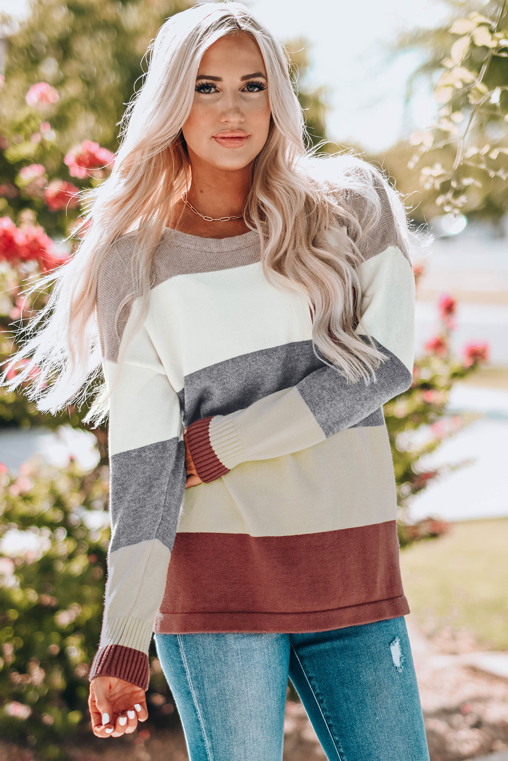 Colourblock Pocketed Sweater | Purple