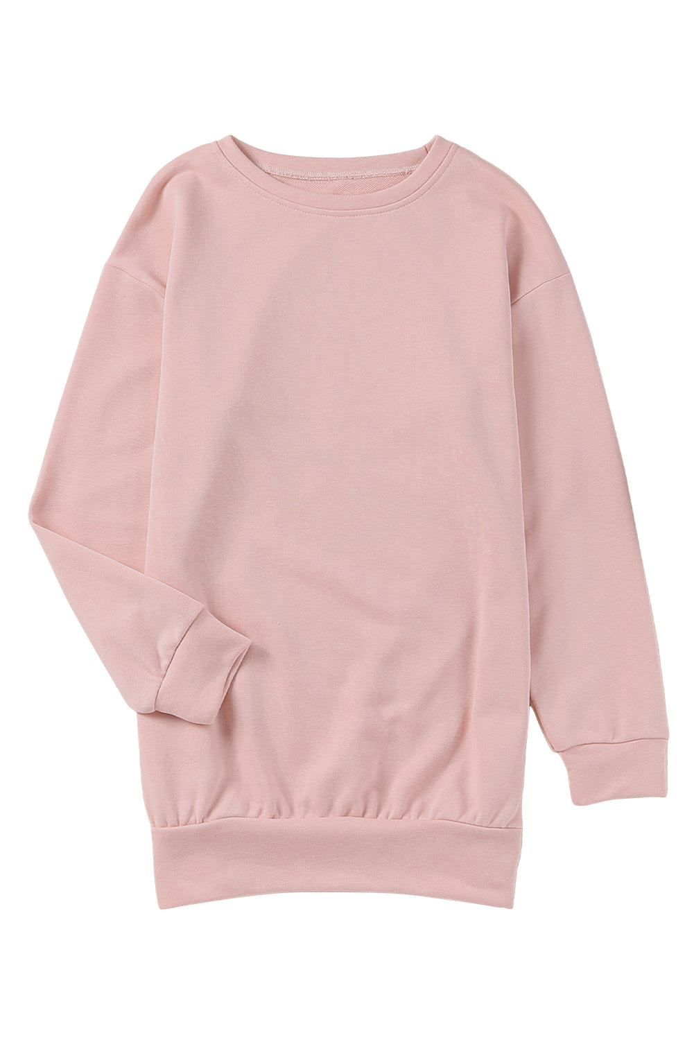 Crew Neck Slit Buttons Sweatshirt | Pink