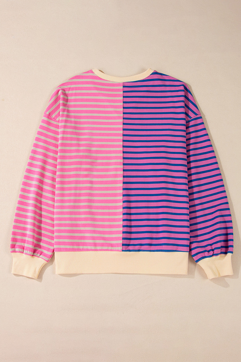 Casual Stripe Colourblock Drop Shoulder Oversize Sweatshirt | Pink Stripe