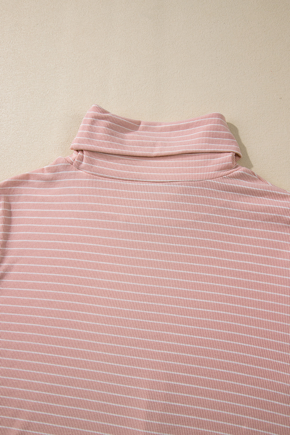 Cowl Neck Side Slits Loose Fit Long Sleeve Top | Pink Stripe