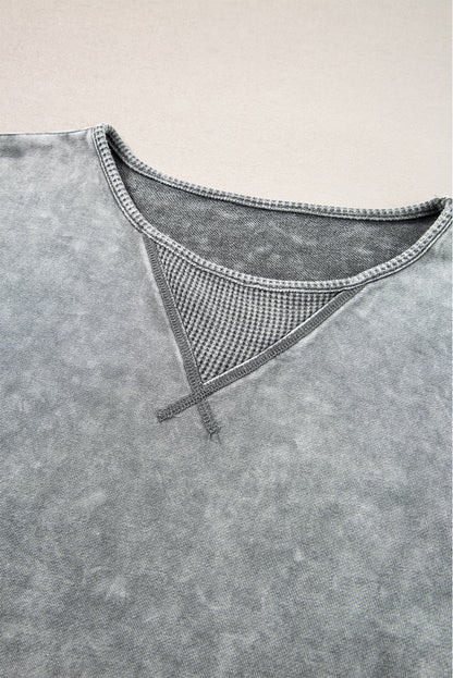 Mineral Wash Exposed Seam Drop Shoulder Oversized Tee | Philippine Gray