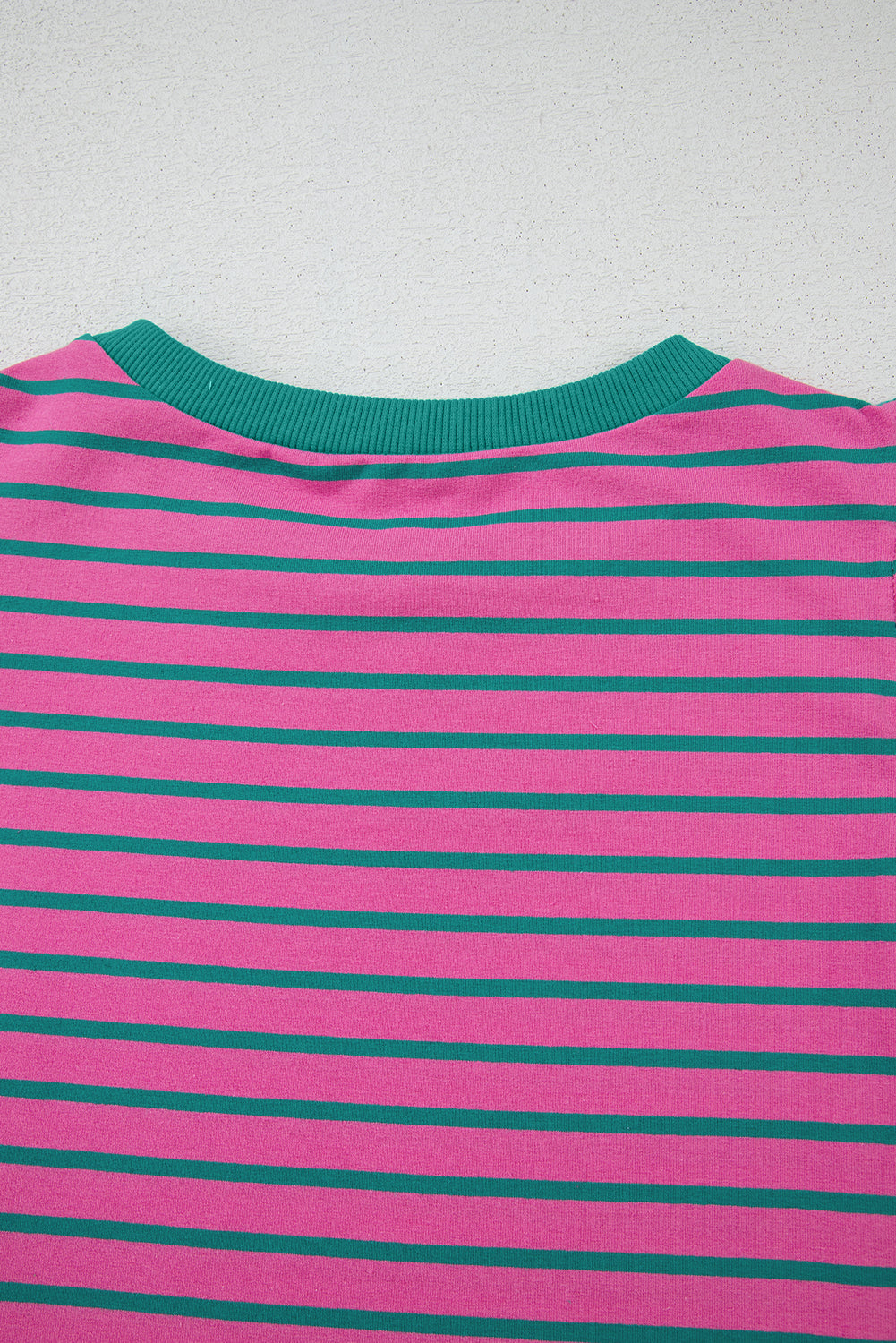 Colourblock Ruffled Sleeve Crew Neck Blouse | Pink Stripe