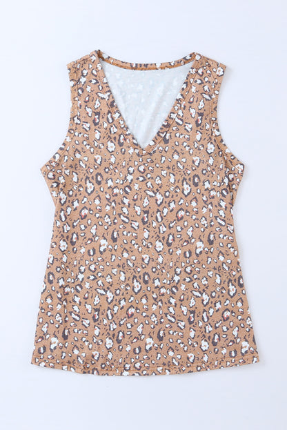 V Neck Tank Top | Leopard