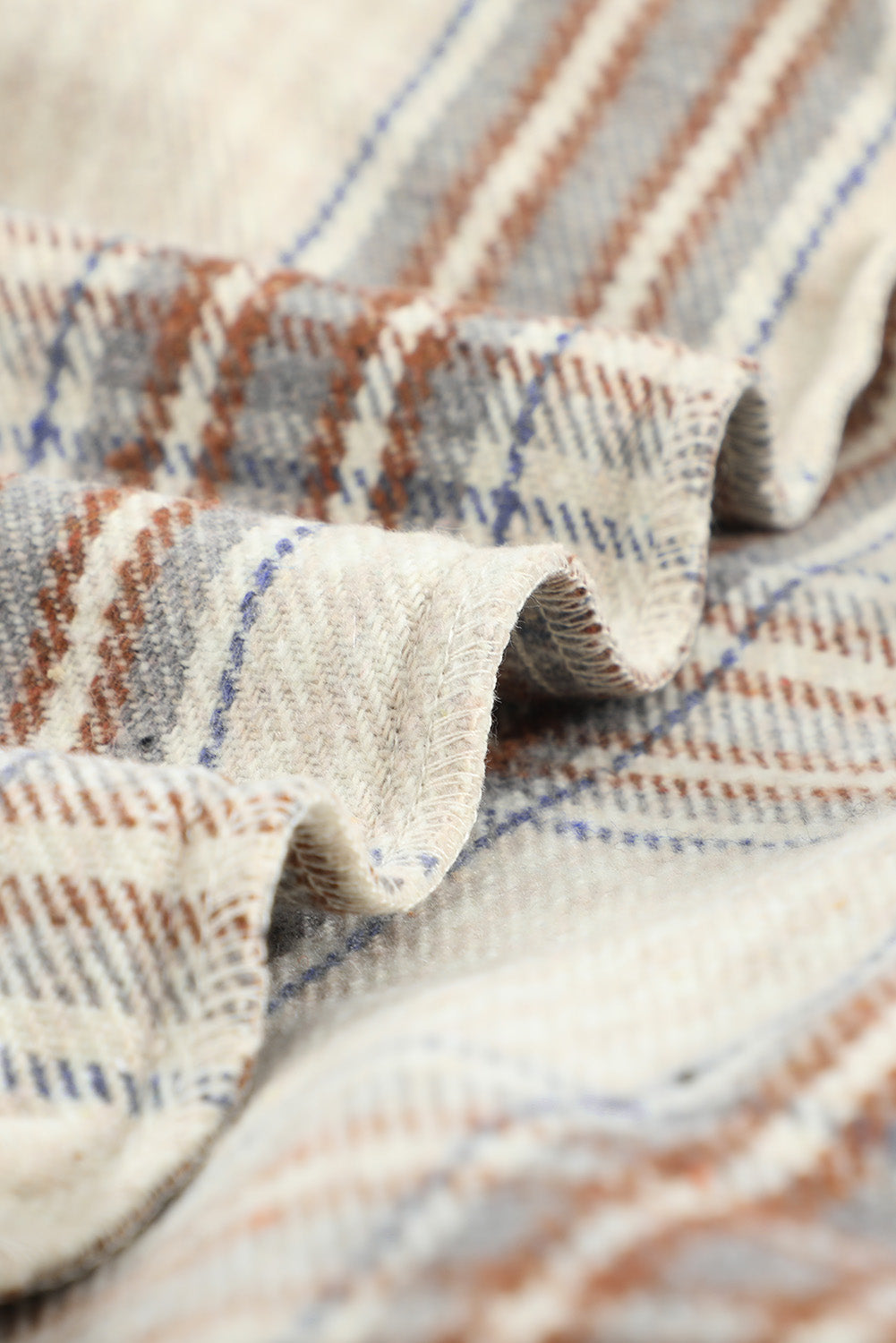 Chest Pocket Plaid Half Zip Sweatshirt | Apricot