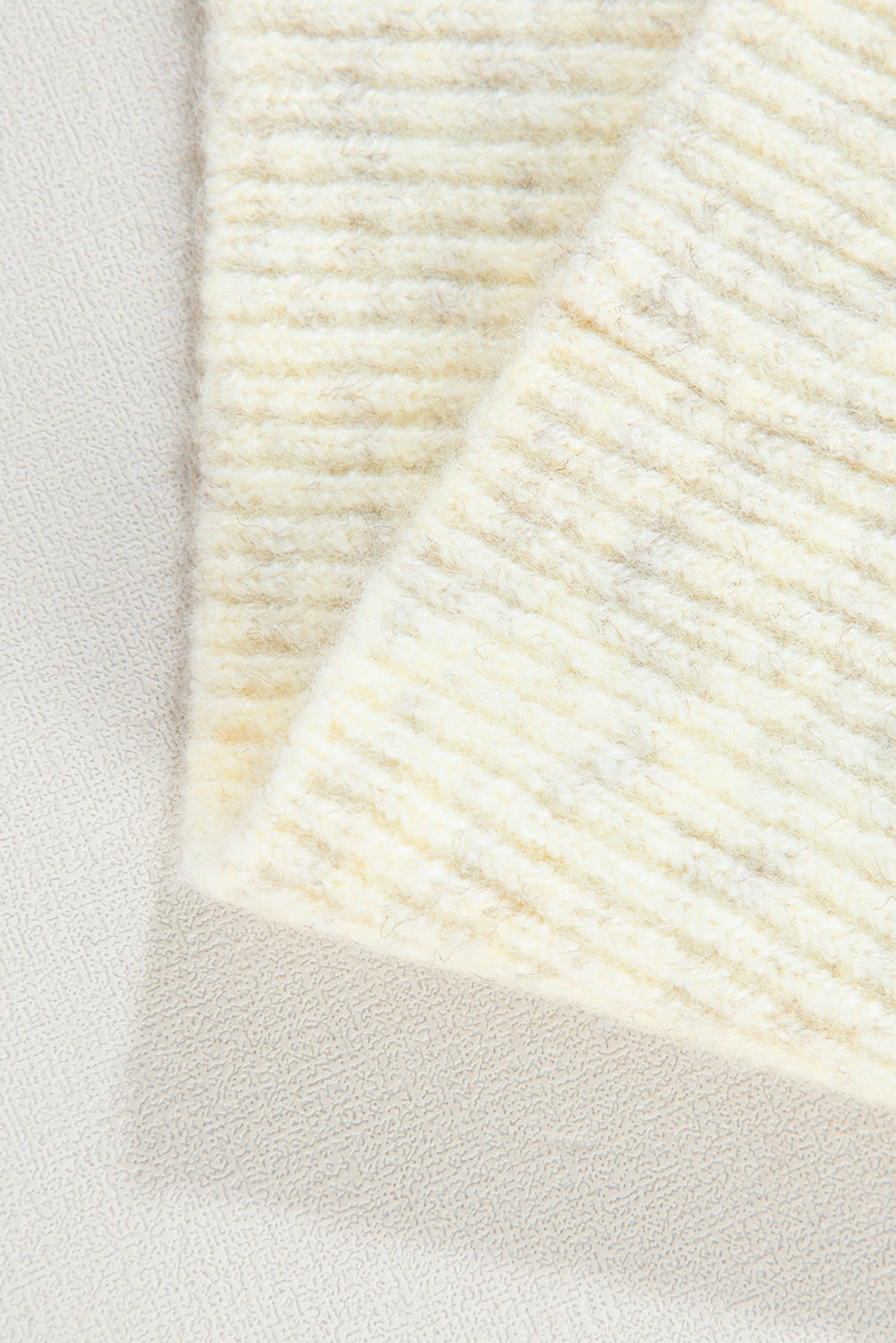 Contrast Stitch Detail Ribbed Trim Sweater | White