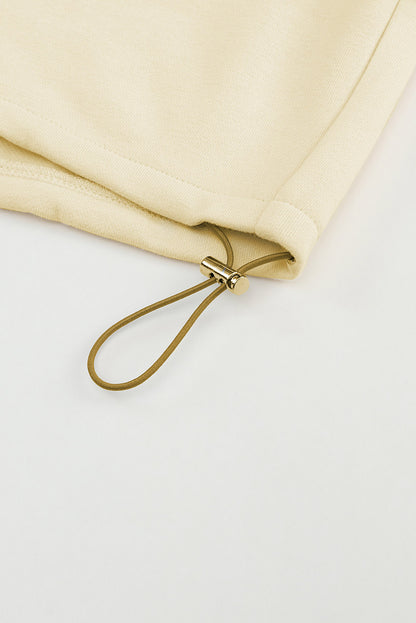 Colour Block Drawstring Cropped Athleisure Jacket | Beige