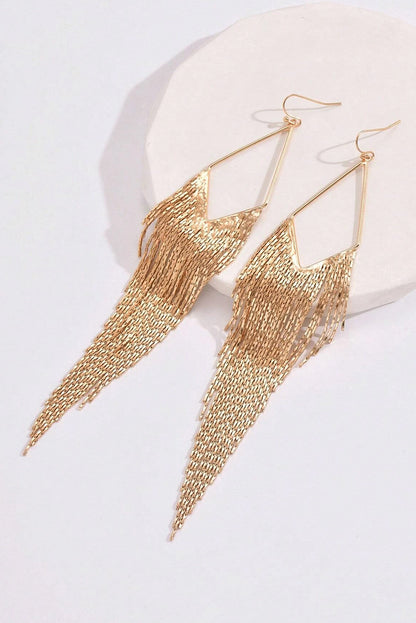 Tassel Long Chain Dangle Earrings | Gold