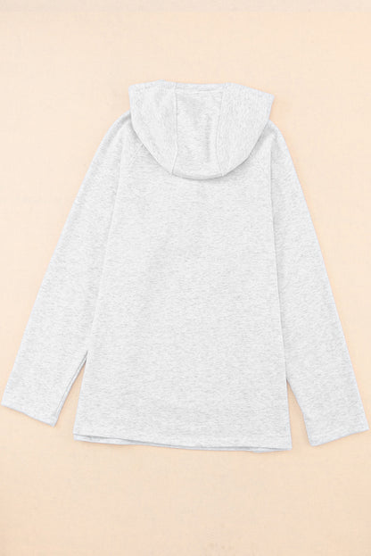 Plus Size Kangaroo Pocket Henley Button Hoodie | Gray