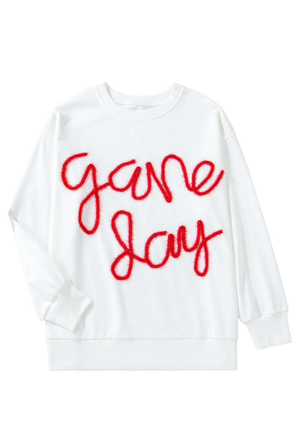 Tinsel Game Day Drop Shoulder Graphic Sweatshirt | White