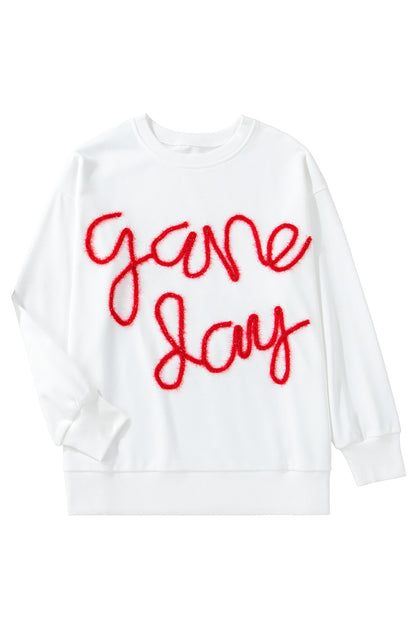 Tinsel Game Day Drop Shoulder Graphic Sweatshirt | White