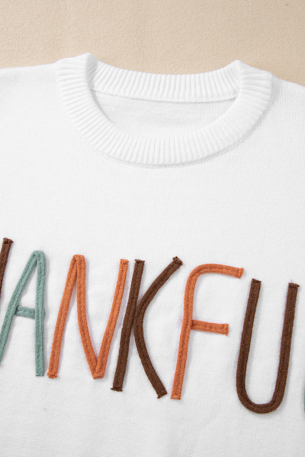 Thankful Ivory Embroidered Sweater | White