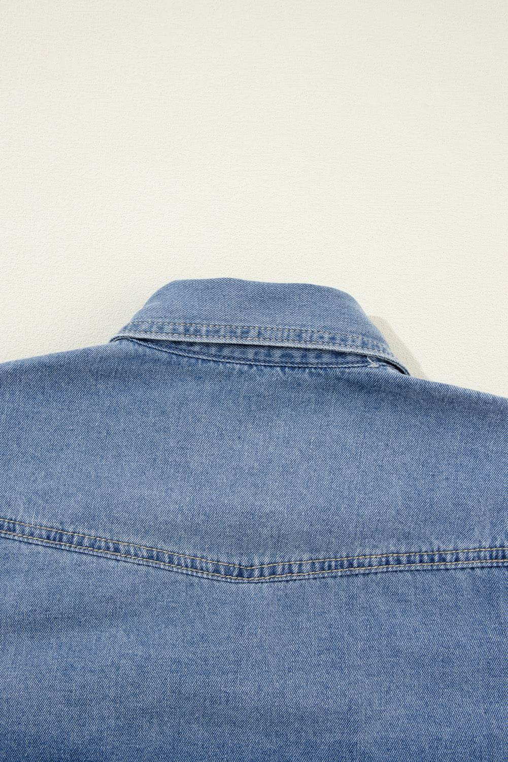 Flap Pockets Slim Buttoned Denim Shirt | Dusk Blue