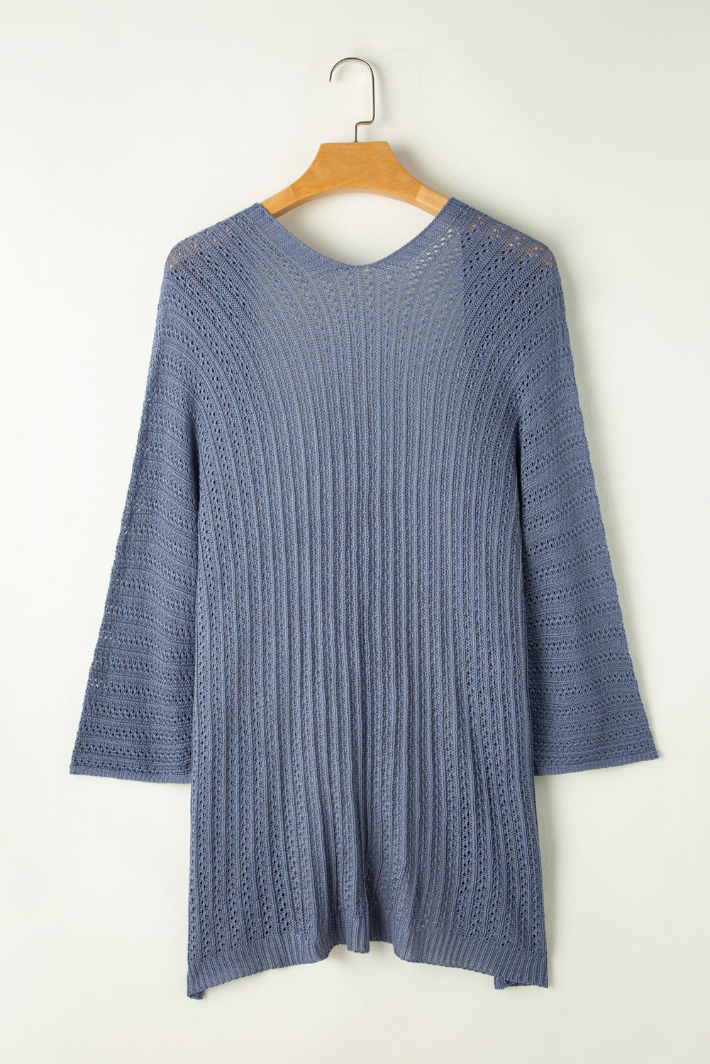 Hollow-Out Bracelet Sleeve Knit Cardigan | Sky Blue