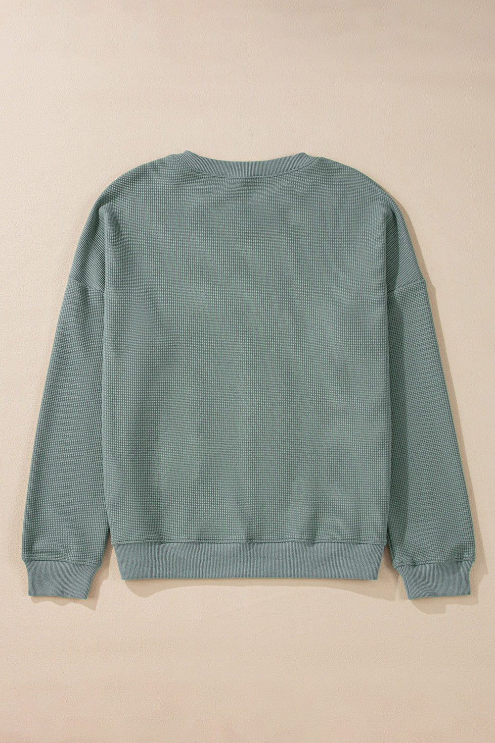 Waffle Knit Drop Shoulder V Neck Top | Clearly Aqua