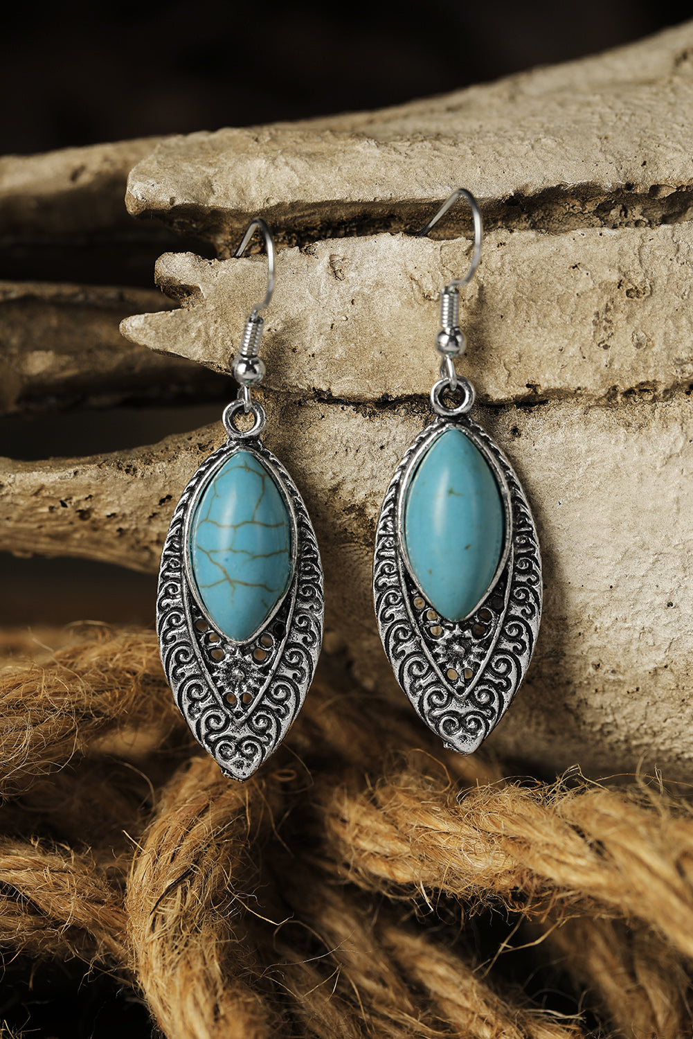 Silver Vintage Turquoise Boho Arabesque Earring