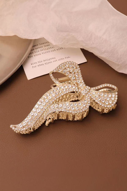 Full Pearl Bow Knot Hair Claw Clip | Gold