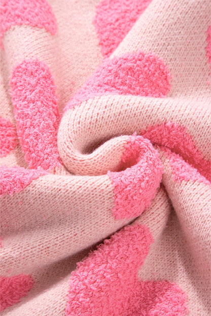 Valentine'S Day Heart Jacquard Knit Sweater | Light Pink