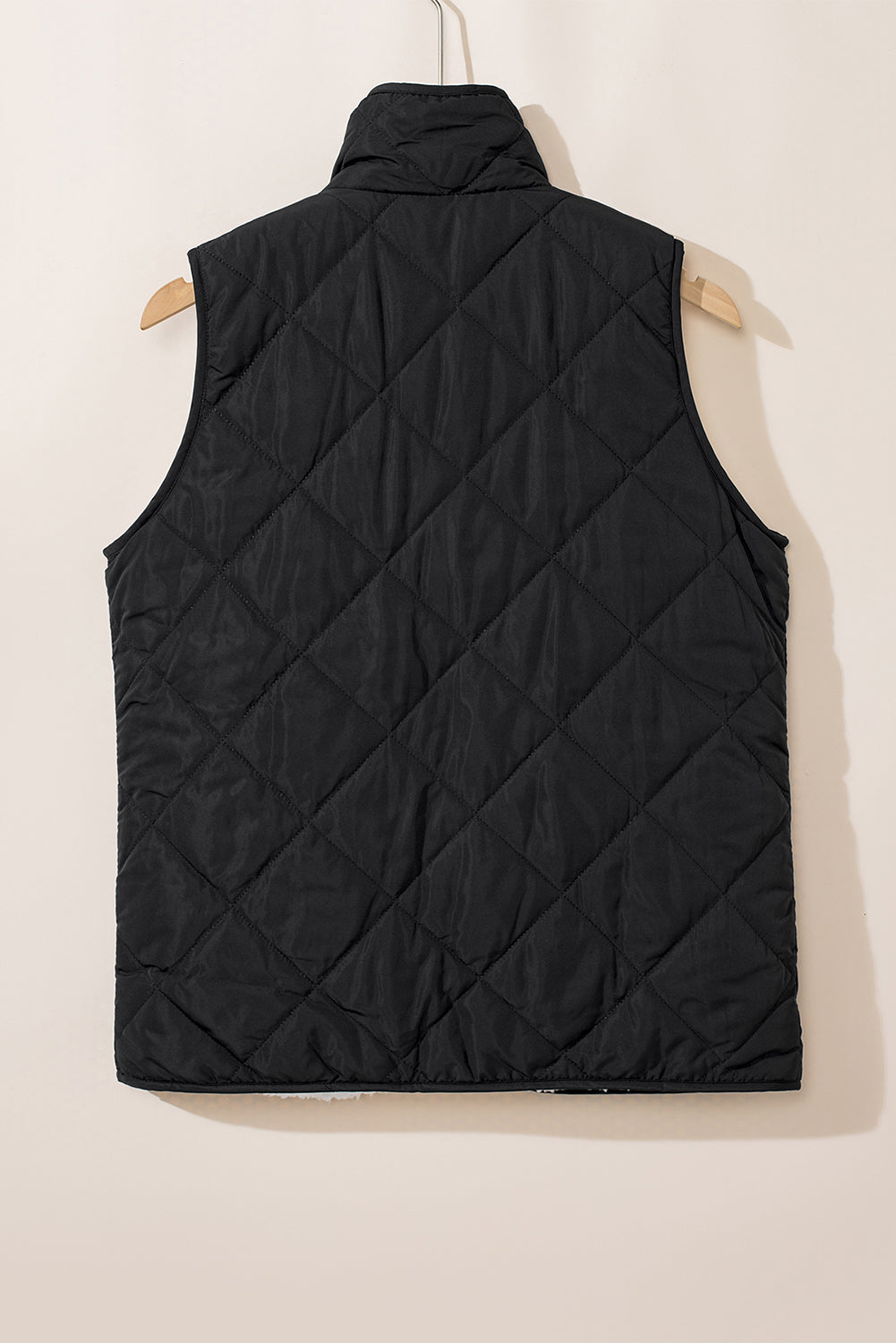 Fleece Lined Quilted Zip Up Vest Coat | Black