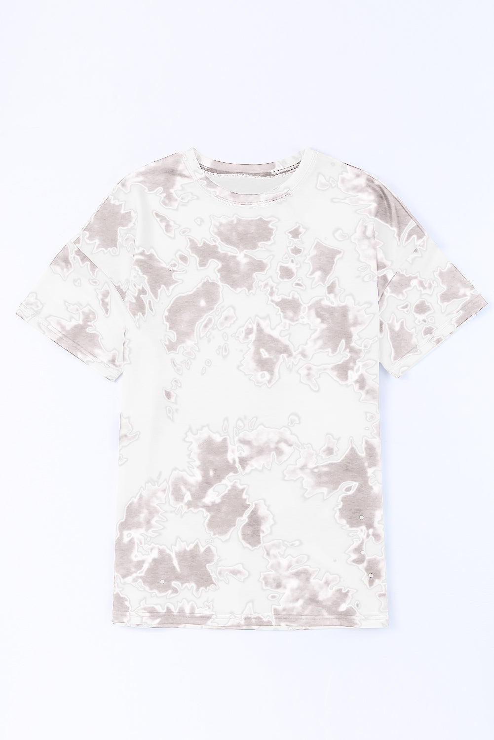 Tie-Dye Round Neck Short Sleeve Top | White